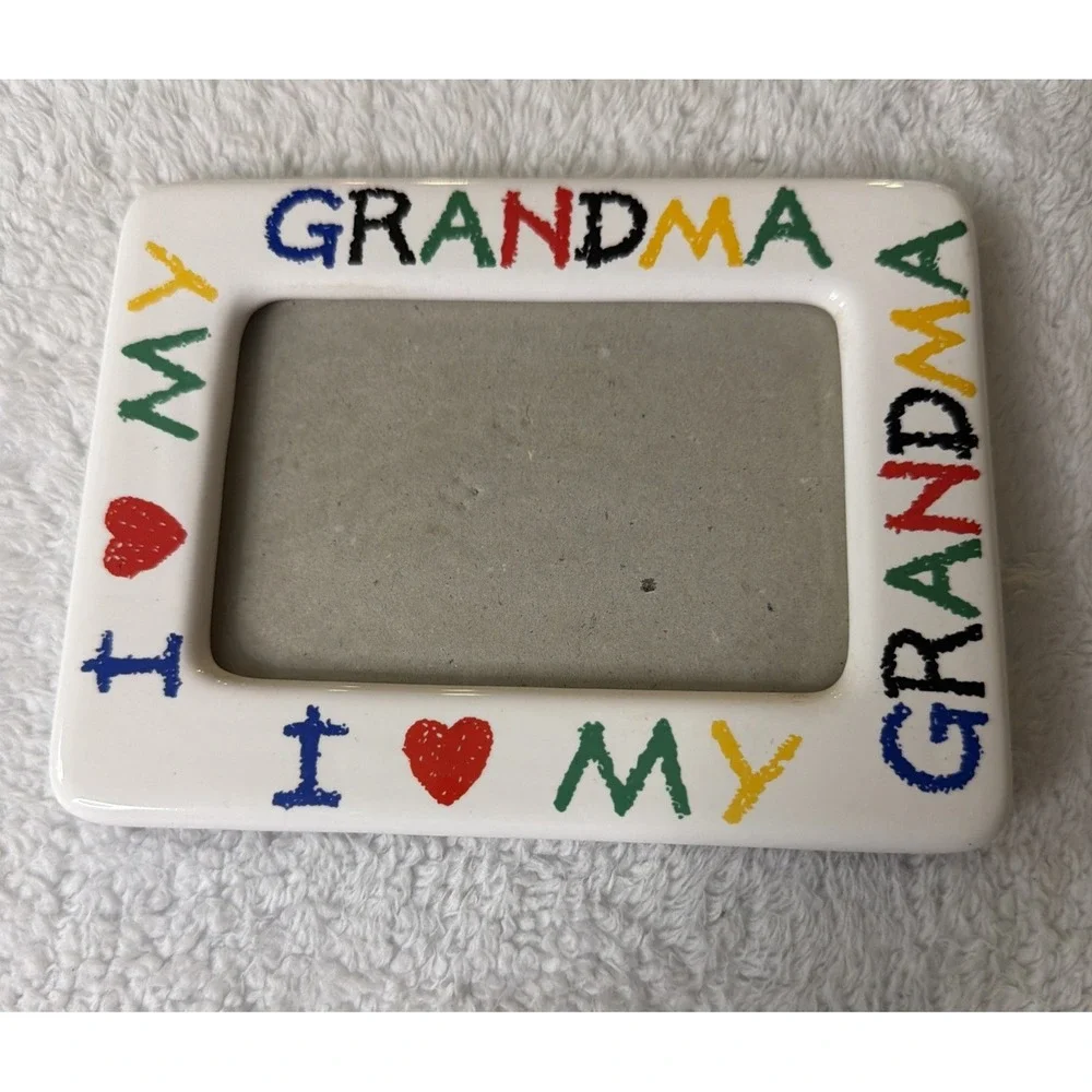 Vintage I Love My Grandma Ceramic Picture Frame 4x6